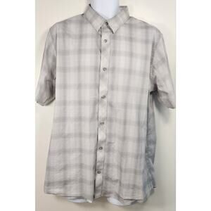 Travis Mathew Gray Plaid Button Shirt XL Performance Stretch Golf